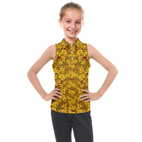 Blooming Flowers Of Lotus Paradise Kids  Sleeveless Polo T-shirt by pepitasart