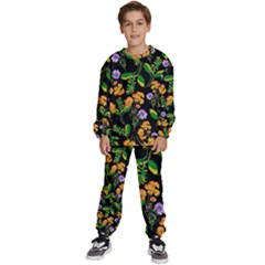 Flowers Pattern Art Floral Texture Kids  Sweatshirt Set by Cemarart