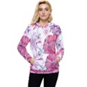 Violet Floral Pattern Women s Lightweight Drawstring Hoodie View1