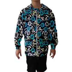 Blue Flower Floral Flora Naure Pattern Kids  Hooded Windbreaker