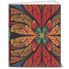 Fractal Floral Flora Ring Colorful Neon Art 8  X 10  Hardcover Notebook by Cemarart