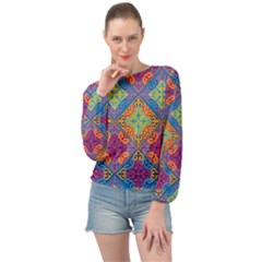 Colorful Flora Flora Kazakh Pattern Banded Bottom Chiffon Top by Cemarart