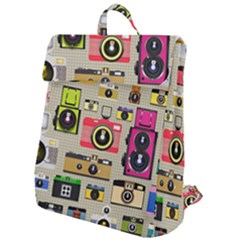 Retro Camera Pattern Graph Flap Top Backpack by Bedest