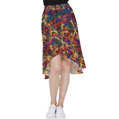 Hexagon Honeycomb Pattern Frill Hi Low Chiffon Skirt by Grandong