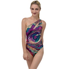 Human Eye Pattern To One Side Swimsuit by Grandong