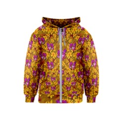 Blooming Flowers Of Orchid Paradise Kids  Zipper Hoodie by pepitasart