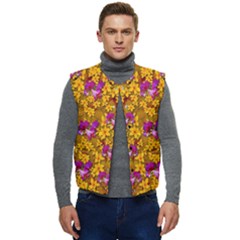 Blooming Flowers Of Orchid Paradise Men s Button Up Puffer Vest	 by pepitasart