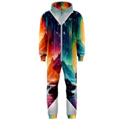 Starry Night Wanderlust: A Whimsical Adventure Hooded Jumpsuit (men) by stine1