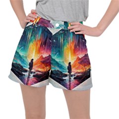 Starry Night Wanderlust: A Whimsical Adventure Women s Ripstop Shorts by stine1