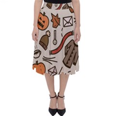 Halloween Doodle Autumn Pumpkin Classic Midi Skirt by Bedest