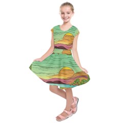 Painting Colors Box Green Kids  Short Sleeve Dress