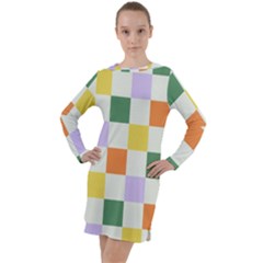 Board Pictures Chess Background Long Sleeve Hoodie Dress by Maspions