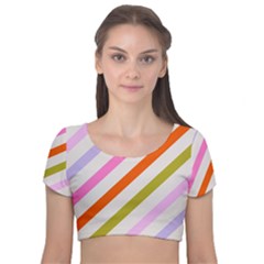 Lines Geometric Background Velvet Short Sleeve Crop Top 