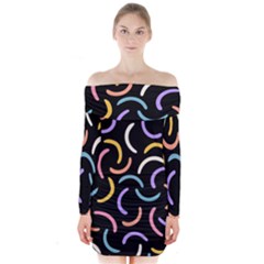 Abstract Pattern Wallpaper Long Sleeve Off Shoulder Dress