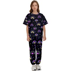 Wallpaper Pattern Rainbow Kids  T-shirt And Pants Sports Set