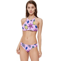 Flowers Petals Pineapples Fruit Banded Triangle Bikini Set