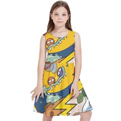 Astronaut Moon Monsters Spaceship Universe Space Cosmos Kids  Skater Dress