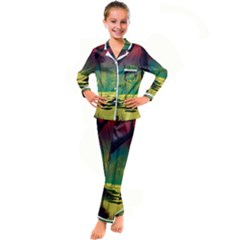 Nature Swamp Water Sunset Spooky Night Reflections Bayou Lake Kids  Satin Long Sleeve Pajamas Set