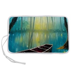 Swamp Bayou Rowboat Sunset Landscape Lake Water Moss Trees Logs Nature Scene Boat Twilight Quiet Pen Storage Case (m) by Grandong