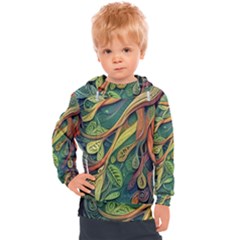 Outdoors Night Setting Scene Forest Woods Light Moonlight Nature Wilderness Leaves Branches Abstract Kids  Hooded Pullover by Grandong