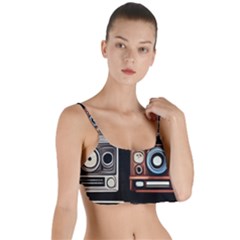 Retro Cameras Old Vintage Antique Technology Wallpaper Retrospective Layered Top Bikini Top  by Grandong