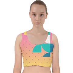 Abstract Geometric Bauhaus Polka Dots Retro Memphis Art Velvet Racer Back Crop Top