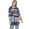 Cars Snow City Landscape Vintage Old Time Retro Pattern Women s Long Oversized Pullover Hoodie View1