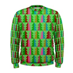 Trees Pattern Retro Pink Red Yellow Holidays Advent Christmas Men s Sweatshirt