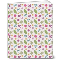 Pattern Flowers Leaves Green Purple Pink 8  X 10  Hardcover Notebook by Maspions