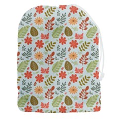 Background Pattern Flowers Design Leaves Autumn Daisy Fall Drawstring Pouch (3xl) by Maspions