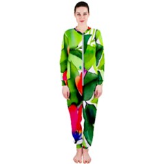 Watercolor Flowers Leaves Foliage Nature Floral Spring Onepiece Jumpsuit (ladies)