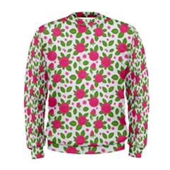 Flowers Leaves Roses Pattern Floral Nature Background Men s Sweatshirt