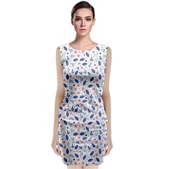 Background Pattern Floral Leaves Flowers Sleeveless Velvet Midi Dress