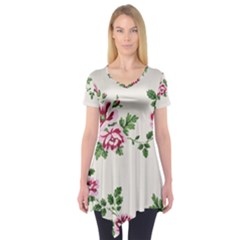 Vintage Flower Art Artwork Blooming Blossom Botanical Botany Nature Floral Pattern Short Sleeve Tunic 