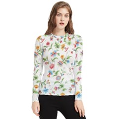 Vintage Floral Flower Pattern Art Nature Blooming Blossom Botanical Botany Women s Long Sleeve Rash Guard