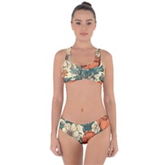 Flowers Pattern Texture Art Colorful Nature Painting Surface Vintage Criss Cross Bikini Set