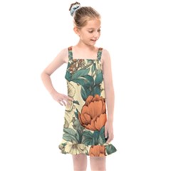 Flowers Pattern Texture Art Colorful Nature Painting Surface Vintage Kids  Overall Dress