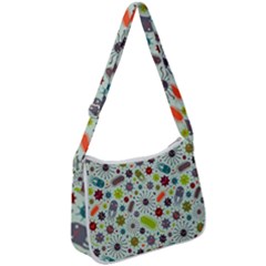 Seamless Pattern With Viruses Zip Up Shoulder Bag