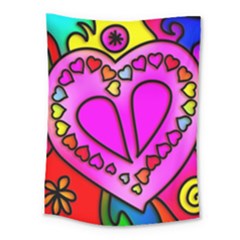 Stained Glass Love Heart Medium Tapestry