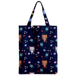 Cute Astronaut Cat With Star Galaxy Elements Seamless Pattern Zipper Classic Tote Bag by Apen