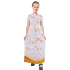 Beer Foam Texture Macro Liquid Bubble Kids  Short Sleeve Maxi Dress by Cemarart