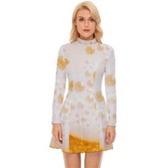 Beer Foam Texture Macro Liquid Bubble Long Sleeve Velour Longline Dress by Cemarart