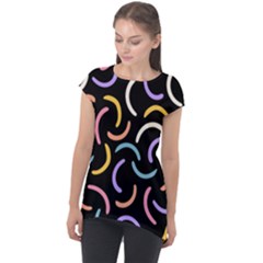 Abstract Pattern Wallpaper Cap Sleeve High Low Top