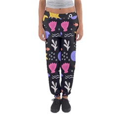 Sea Shells Pattern Wallpaper Fish Women s Jogger Sweatpants