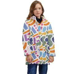 Abstract Pattern Background Kids  Hooded Longline Puffer Jacket