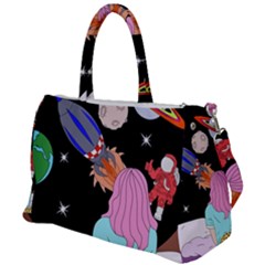 Girl Bed Space Planets Spaceship Rocket Astronaut Galaxy Universe Cosmos Woman Dream Imagination Bed Duffel Travel Bag