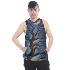 Tree Branches Mystical Moon Expressionist Oil Painting Acrylic Painting Abstract Nature Moonlight Ni Men s Sleeveless Hoodie by Maspions