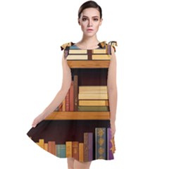 Book Nook Books Bookshelves Comfortable Cozy Literature Library Study Reading Room Fiction Entertain Tie Up Tunic Dress by Maspions