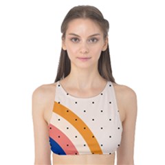 Abstract Geometric Bauhaus Polka Dots Retro Memphis Rainbow Tank Bikini Top by Maspions