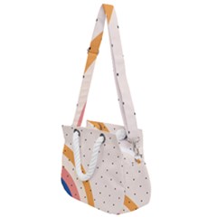 Abstract Geometric Bauhaus Polka Dots Retro Memphis Rainbow Rope Handles Shoulder Strap Bag by Maspions